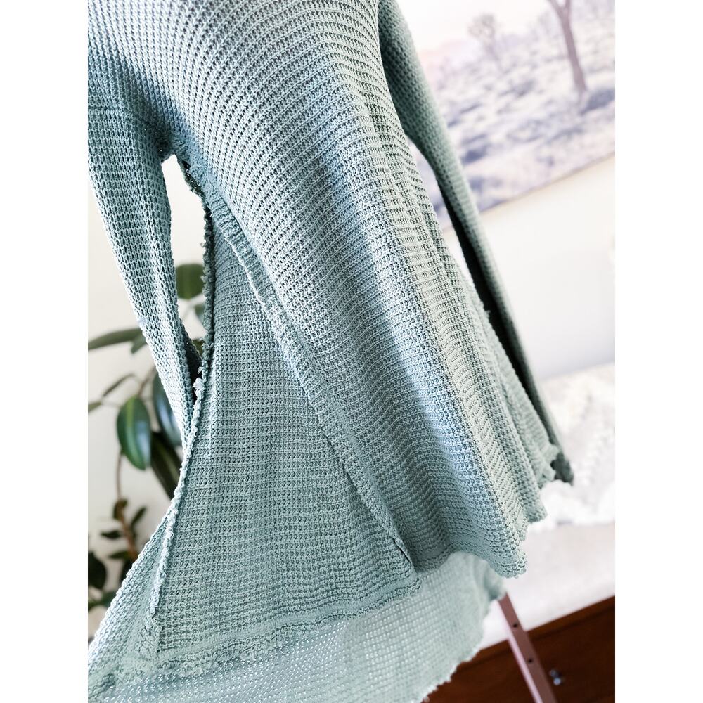 Still Meadows & Sea Glass Skies cold shoulder textural knit long tunic sweater - Picture 6 of 6